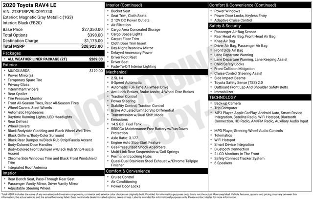 Used 2020 Toyota RAV4 LE w/ All Weather Liner Package AWD/4WD image 23