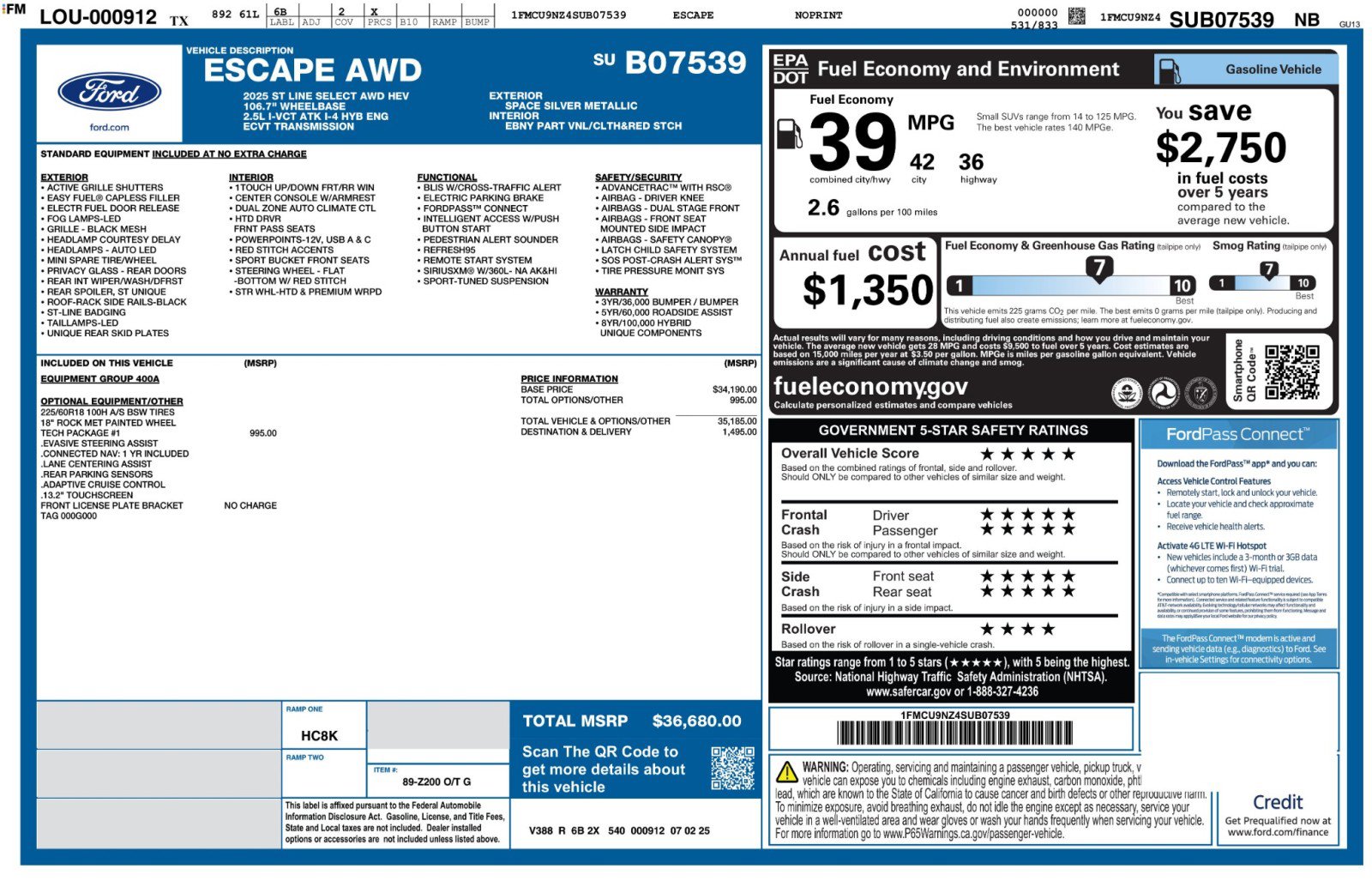 Used 2025 Ford Escape ST-Line Elite w/ Tech Pack #1 image 49