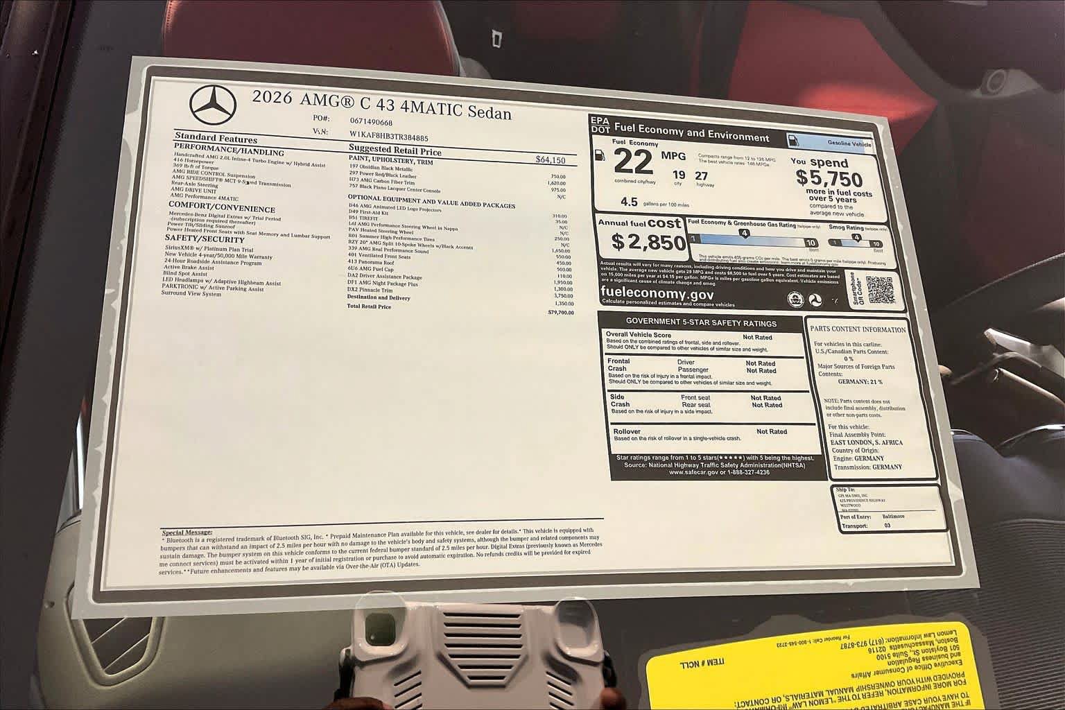 New 2026 Mercedes-Benz C 43 AMG 4MATIC Sedan image 18