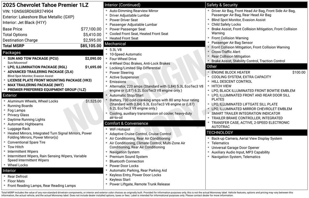 Used 2025 Chevrolet Tahoe Premier w/ Sun And Tow Package image 47