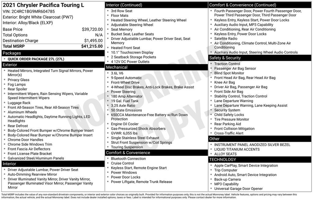 Used 2021 Chrysler Pacifica Touring-L FWD image 24