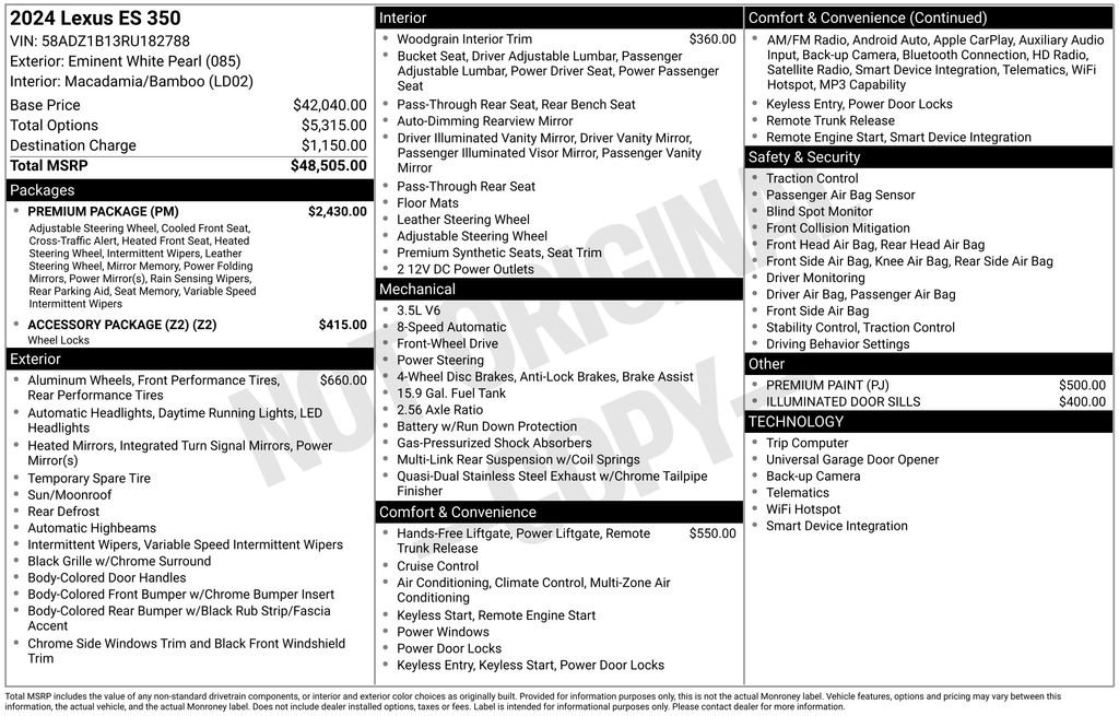 Used 2024 Lexus ES 350 w/ Premium Package FWD image 21