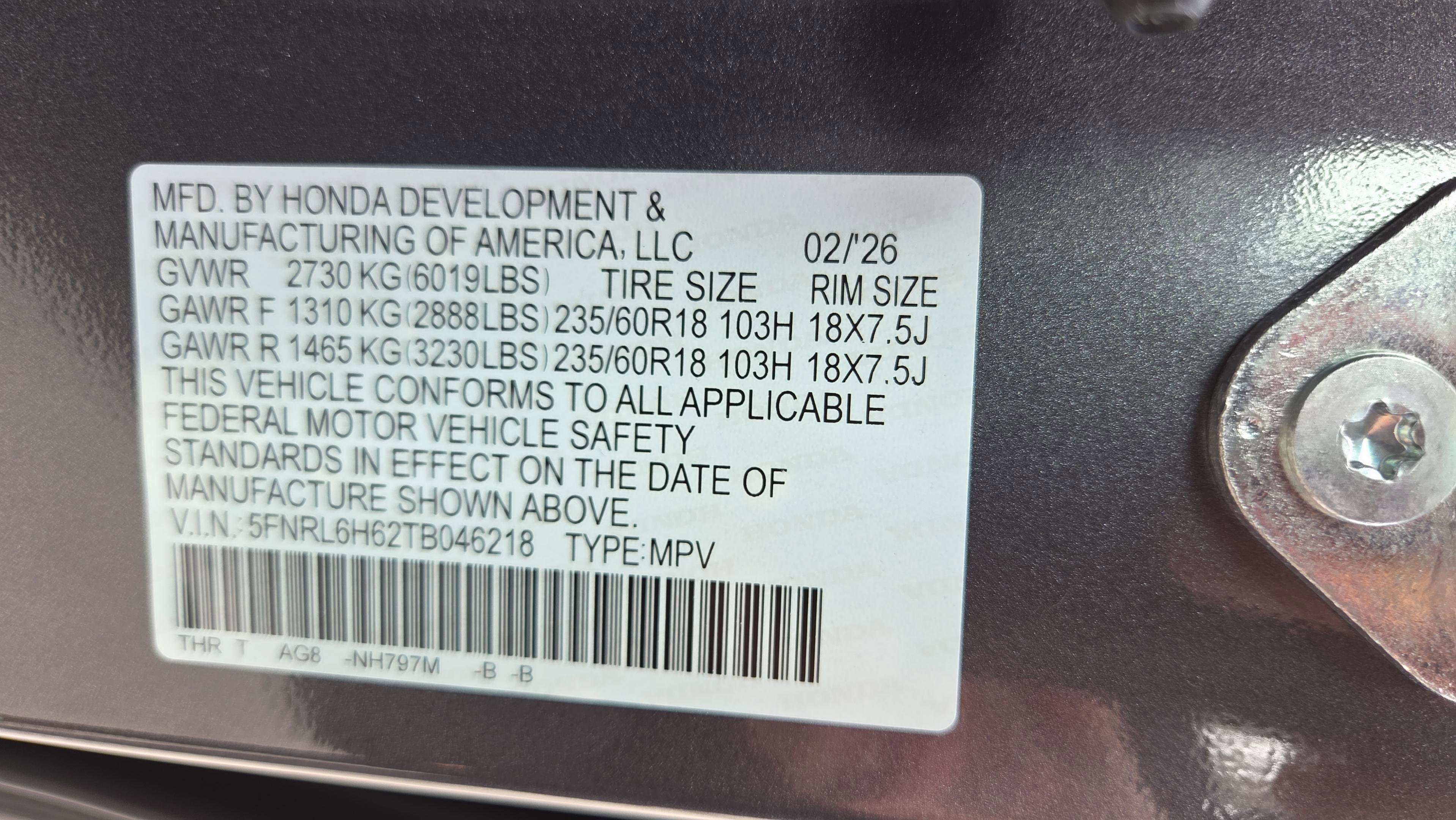 New 2026 Honda Odyssey EX-L image 20