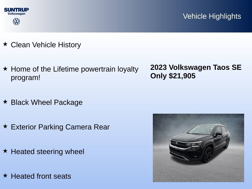 Used 2023 Volkswagen Taos SE w/ Black Wheel Package image 8