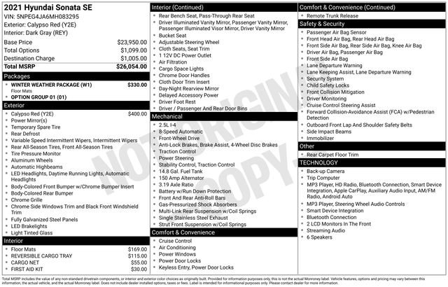 Used 2021 Hyundai Sonata SE w/ Winter Weather Package