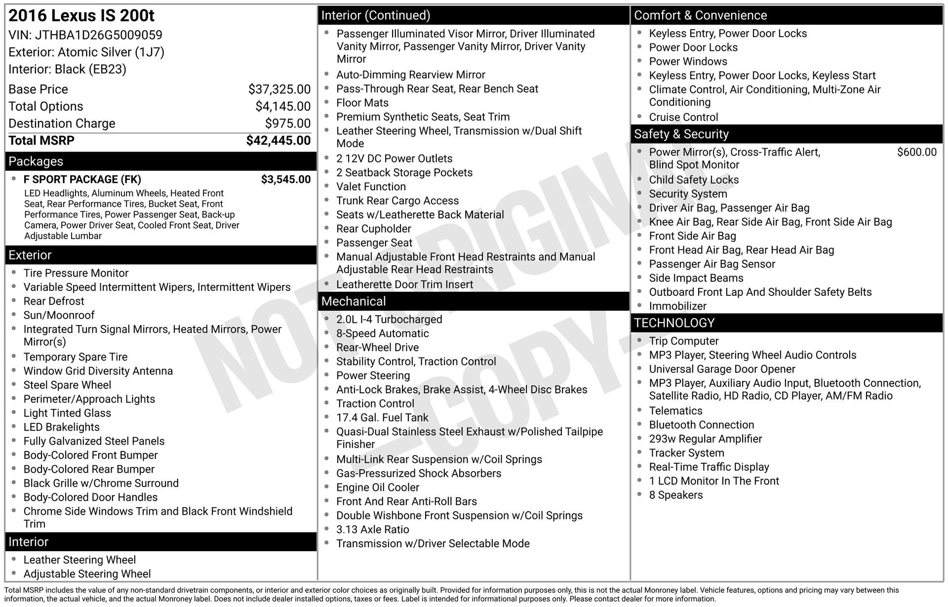 Used 2016 Lexus IS 200t w/ F Sport Package