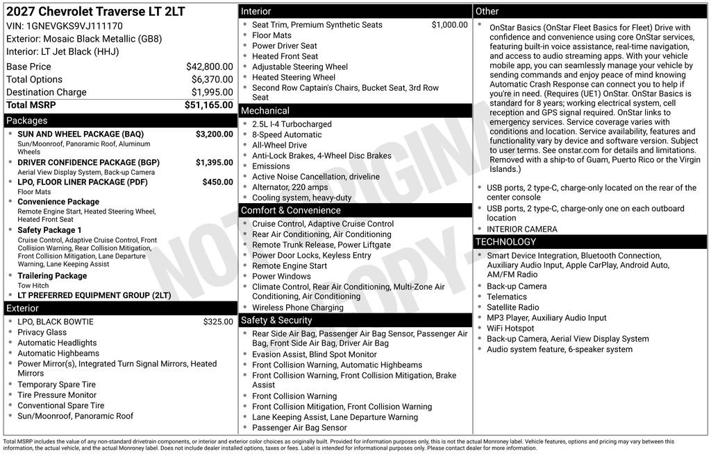 New 2027 Chevrolet Traverse LT w/ Sun and Wheel Package AWD/4WD image 24