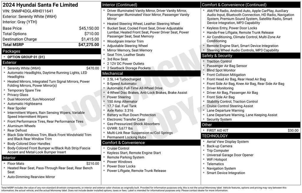 Certified 2024 Hyundai Santa Fe Limited AWD/4WD image 31