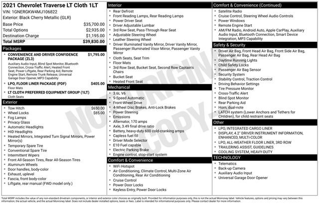 Used 2021 Chevrolet Traverse LT FWD image 31