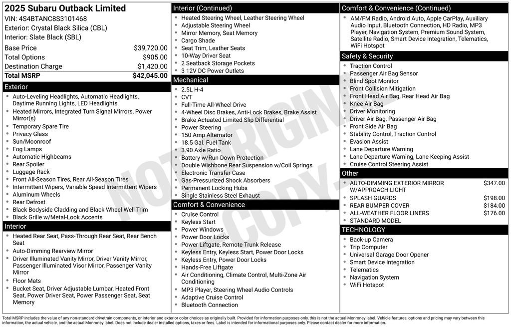 Used 2025 Subaru Outback Limited image 40