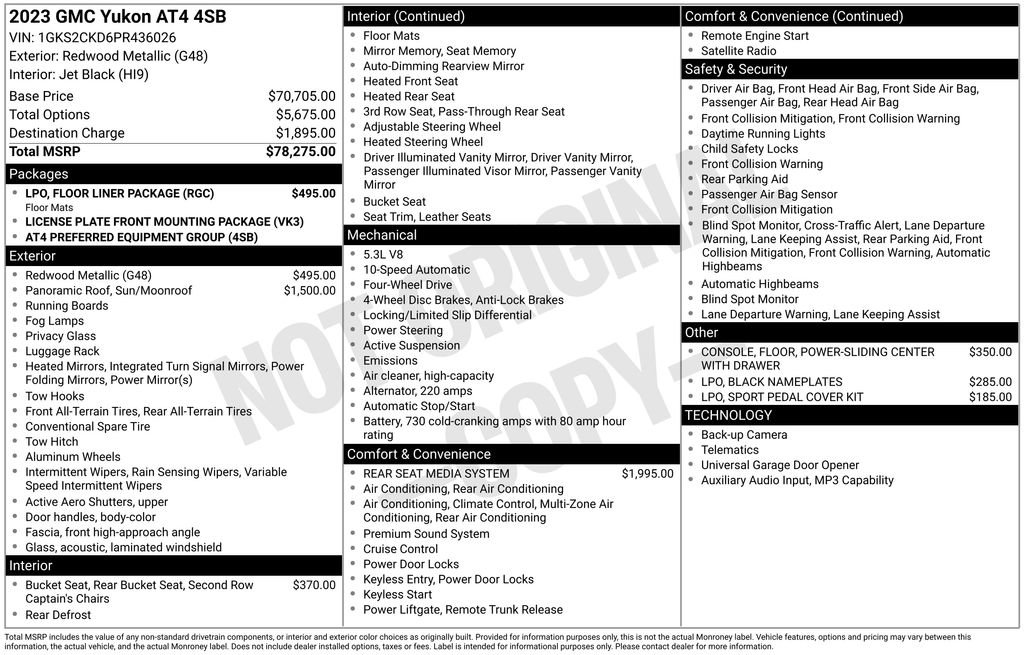Used 2023 GMC Yukon AT4 w/ LPO, Floor Liner Package AWD/4WD image 55