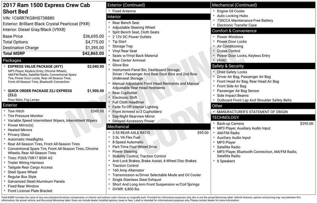 Used 2017 RAM 1500 Express w/ Express Value Package AWD/4WD image 31