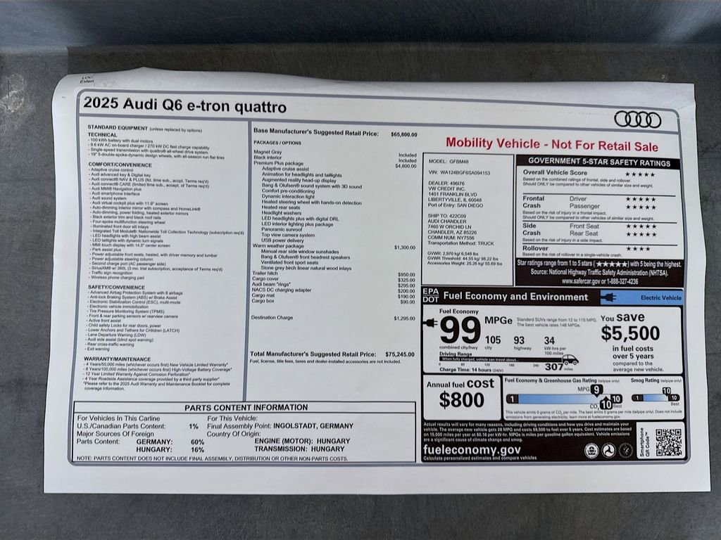 Used 2025 Audi Q6 e-tron Premium Plus image 11