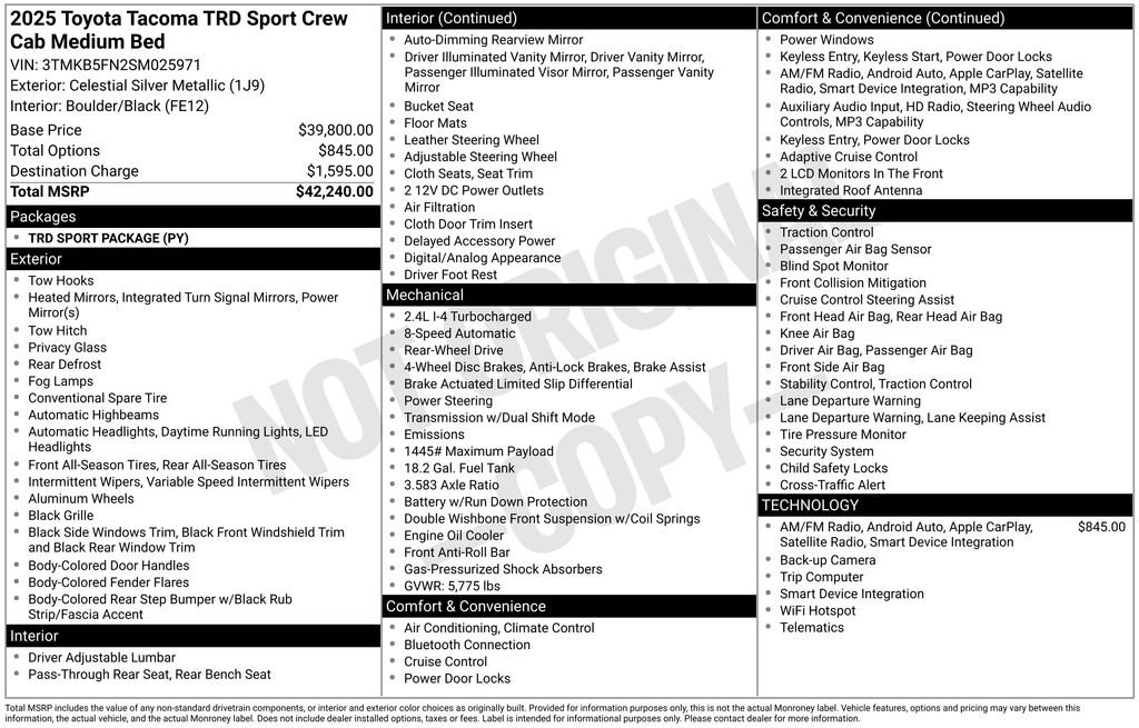 Certified 2025 Toyota Tacoma TRD Sport RWD image 29