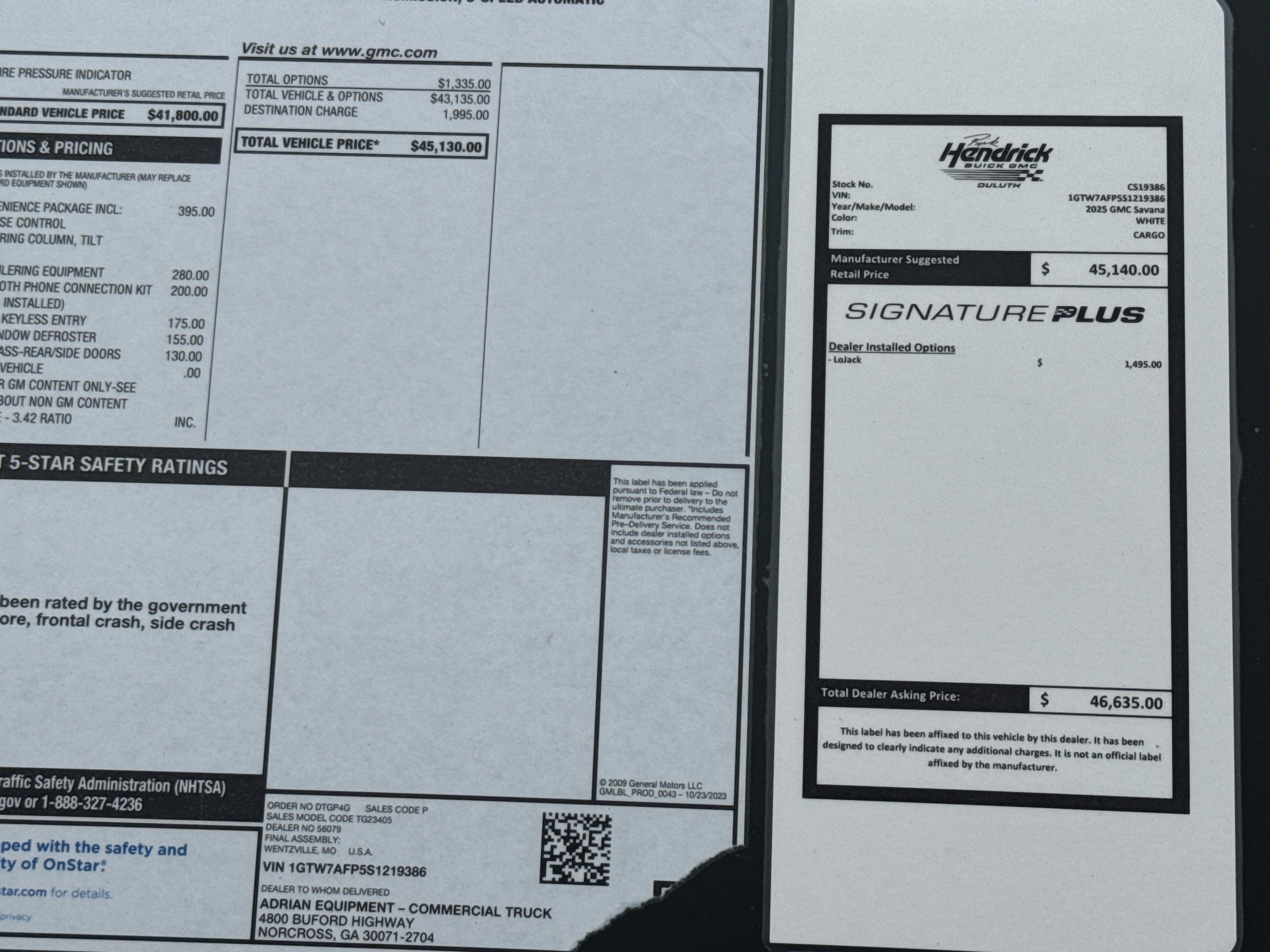 New 2025 GMC Savana 2500 w/ Driver Convenience Package RWD image 37