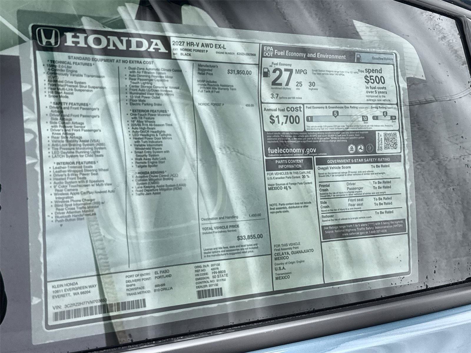 New 2027 Honda HR-V EX-L image 33