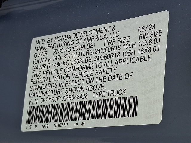 Certified 2023 Honda Ridgeline Sport image 25