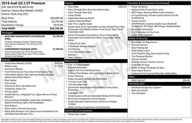 Used 2018 Audi Q3 2.0T Premium image 36