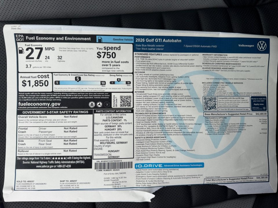 New 2026 Volkswagen GTI Autobahn FWD image 33