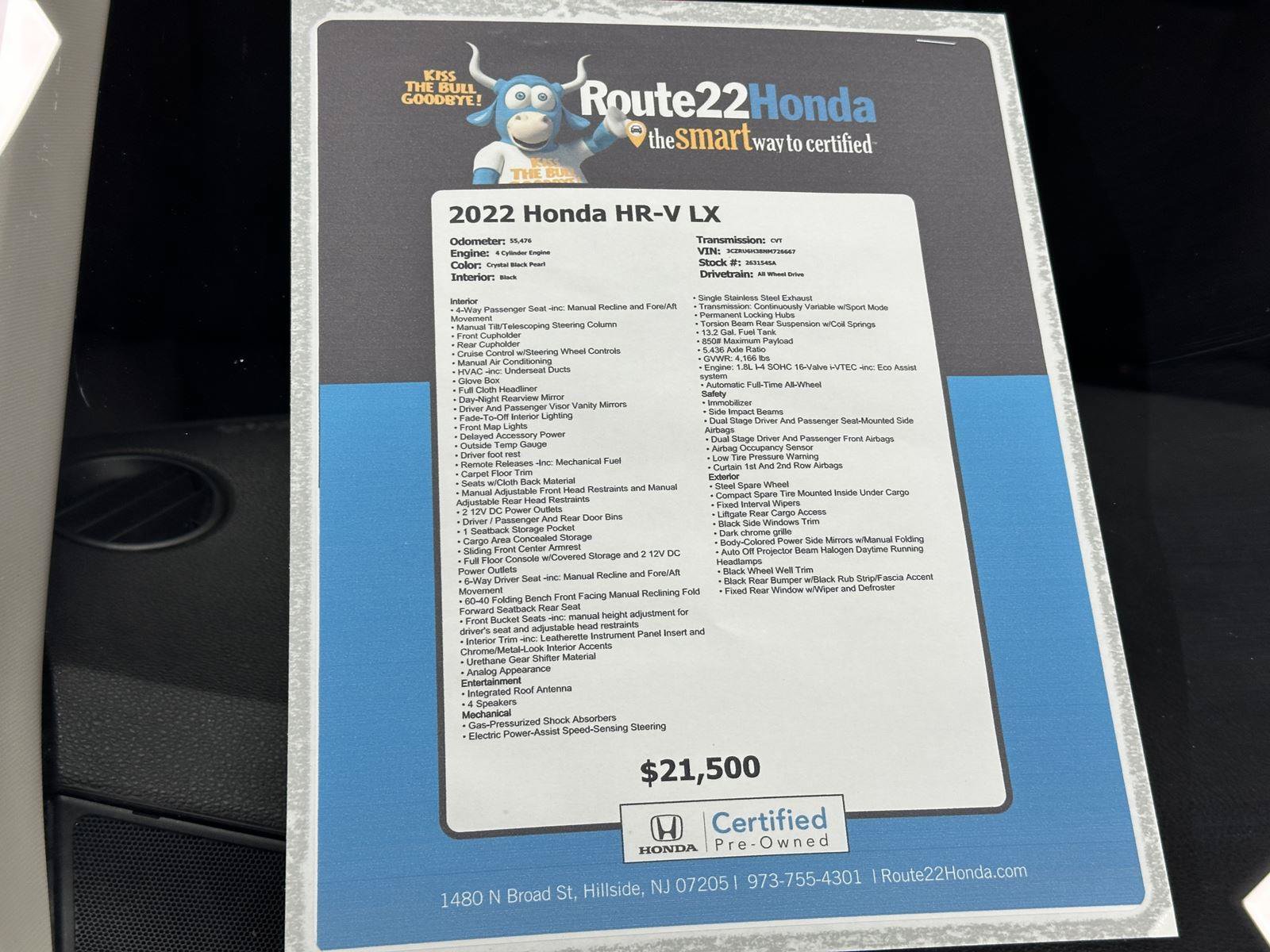 Certified 2022 Honda HR-V LX image 39