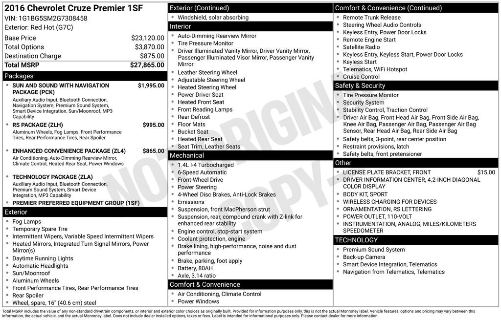Used 2016 Chevrolet Cruze Premier image 31