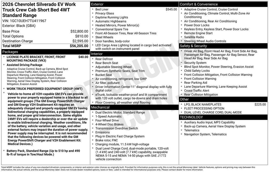 New 2026 Chevrolet Silverado EV W/T image 6