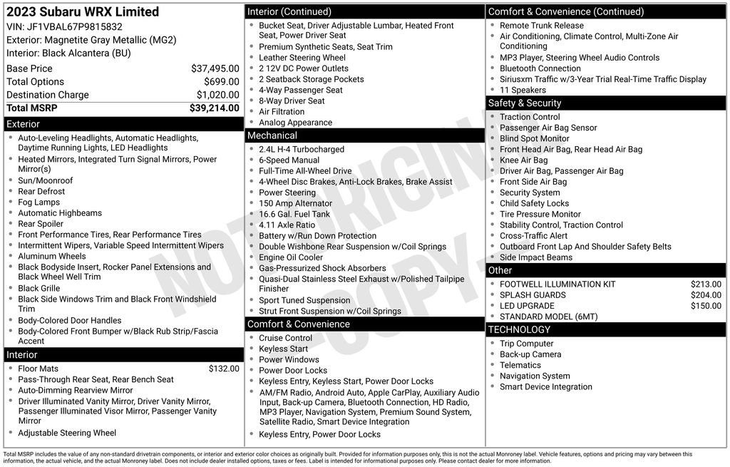 Used 2023 Subaru WRX Limited image 31