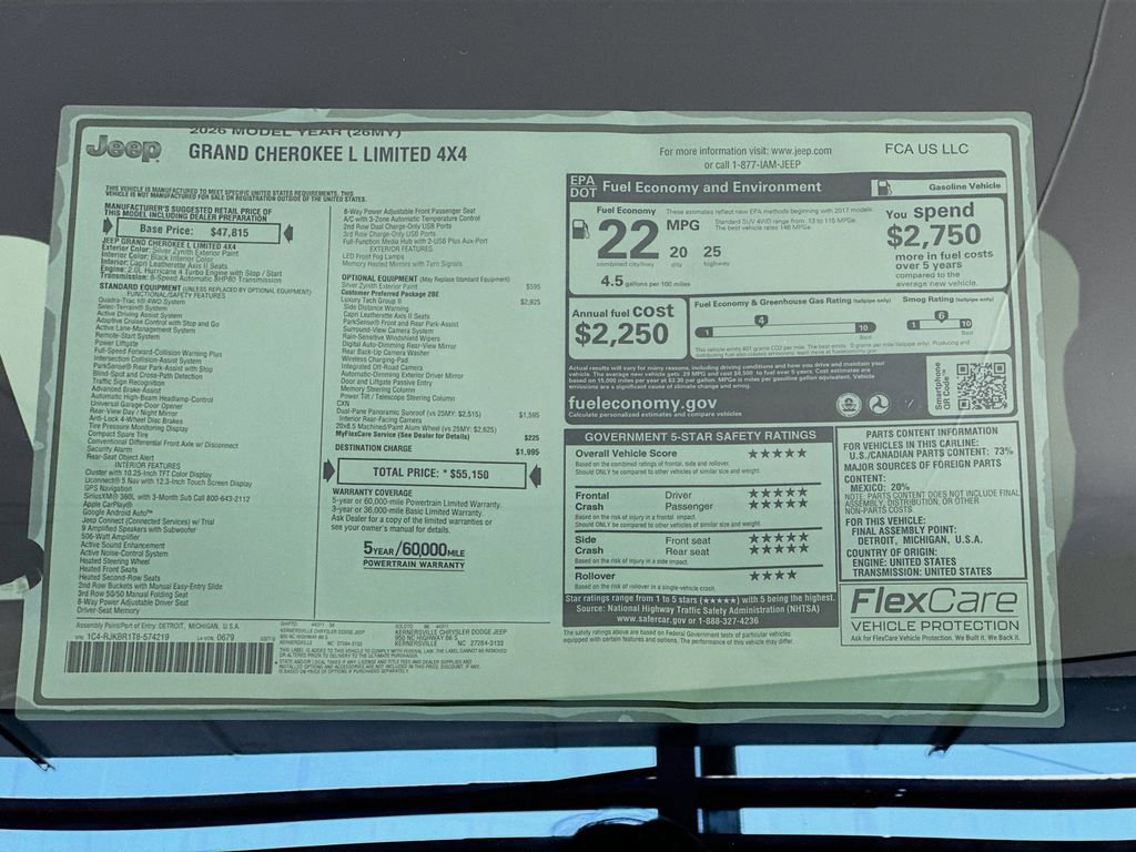 New 2026 Jeep Grand Cherokee L Limited AWD/4WD image 21