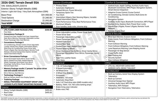 New 2026 GMC Terrain Denali w/ LPO, Floor Liner Package AWD/4WD image 27