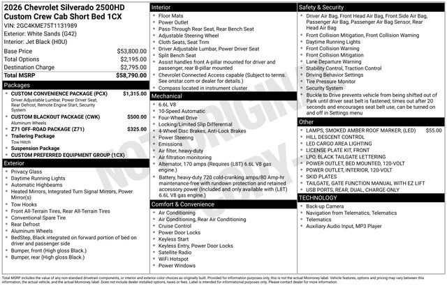 New 2026 Chevrolet Silverado 2500 Custom w/ Custom Convenience Package image 2