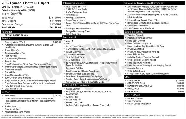 New 2026 Hyundai Elantra Sport FWD image 48