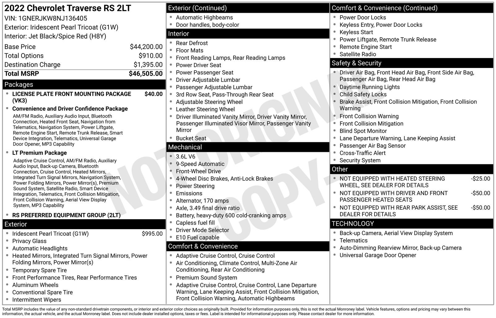 Used 2022 Chevrolet Traverse RS image 1