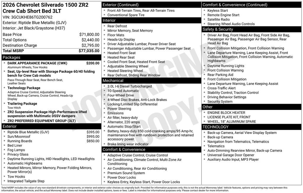 New 2026 Chevrolet Silverado 1500 ZR2 w/ Dark Appearance Package image 34