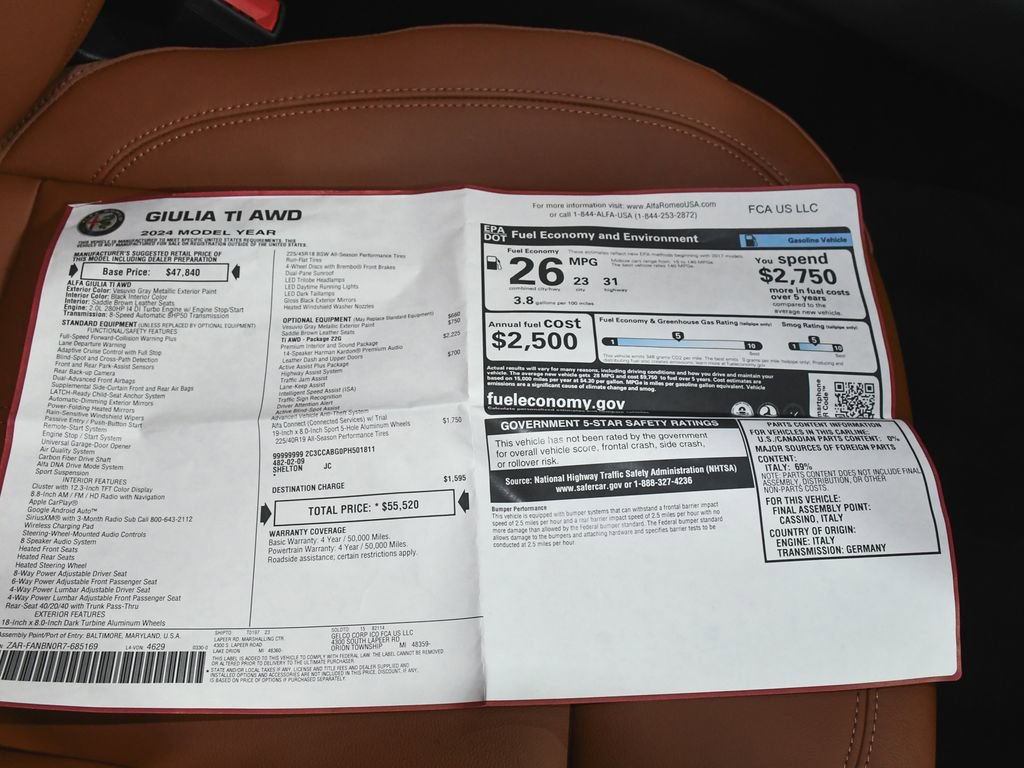 Used 2024 Alfa Romeo Giulia Ti AWD/4WD image 59