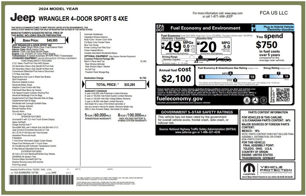 Used 2024 Jeep Wrangler Unlimited AWD/4WD image 3