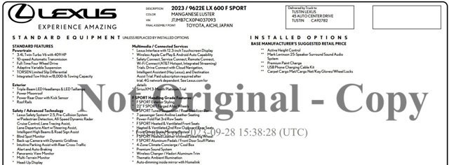 Used 2023 Lexus LX 600 F Sport w/ Accessory Package (Z1) image 2