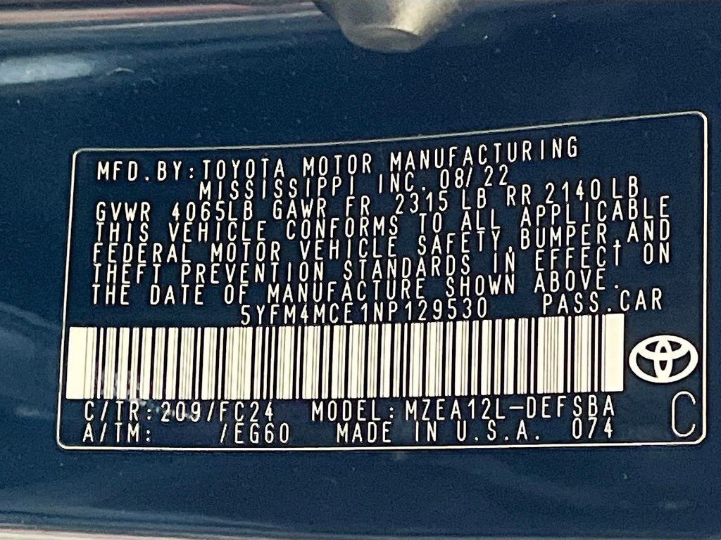 Used 2022 Toyota Corolla SE w/ Carpet Mat Package (TMS) image 31