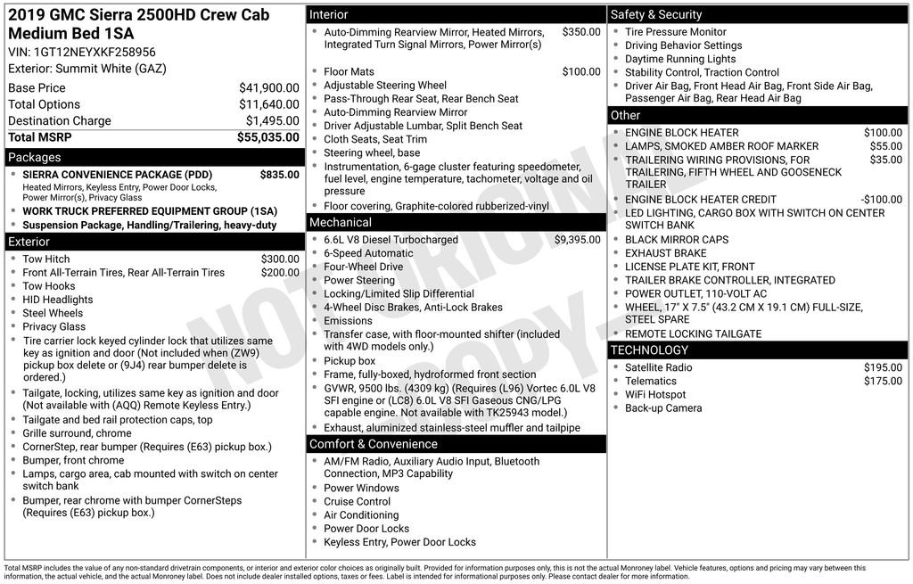 Used 2019 GMC Sierra 2500 4x4 Crew Cab w/ Sierra Convenience Package image 2