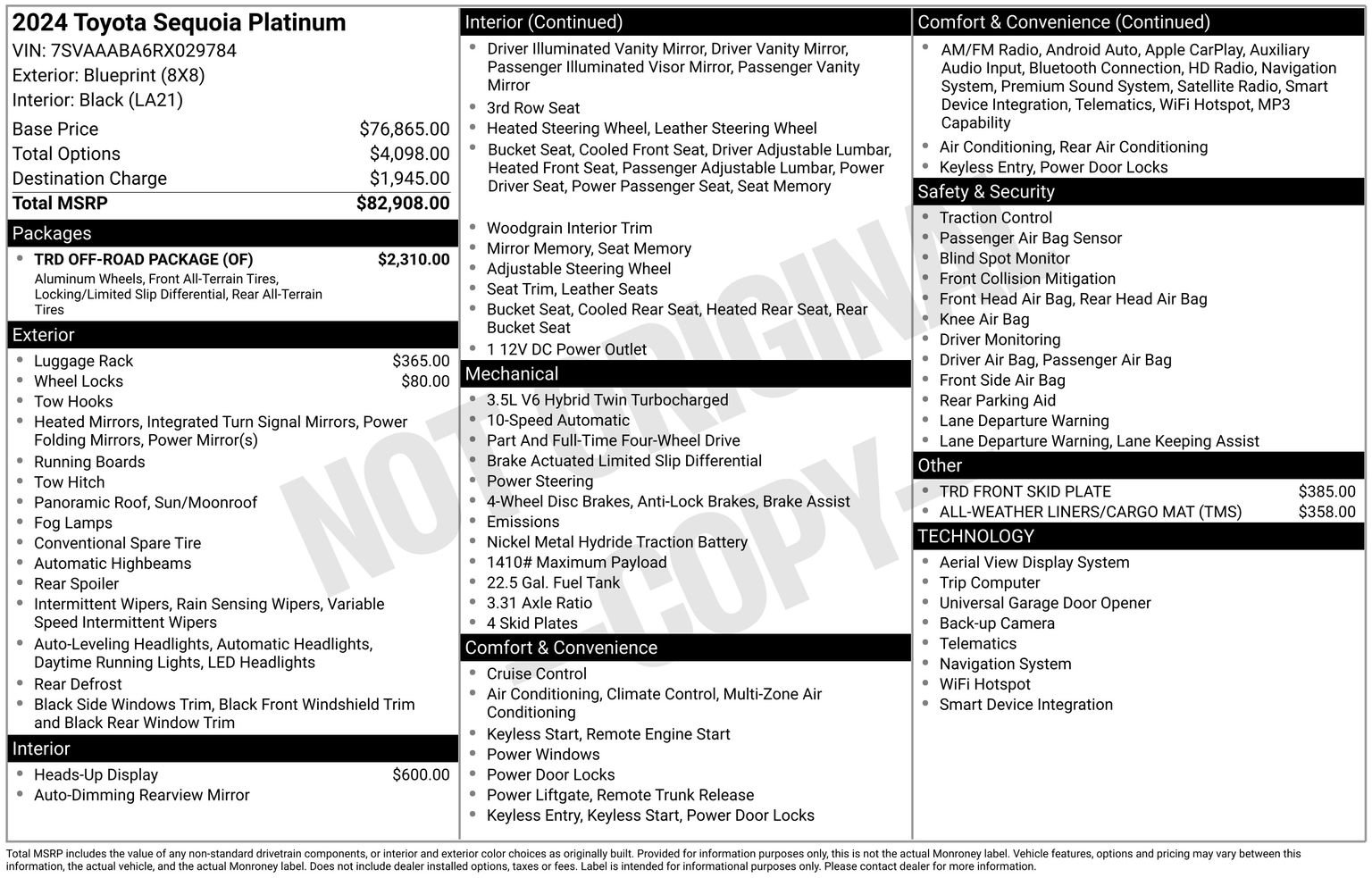 Used 2024 Toyota Sequoia Platinum w/ TRD Off-Road Package AWD/4WD image 35