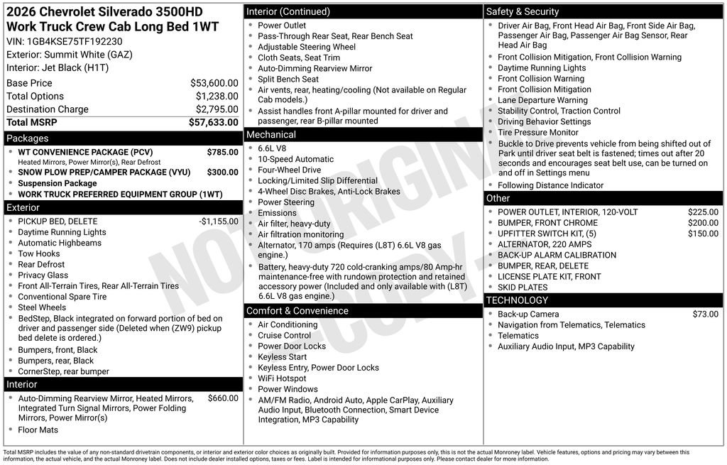New 2026 Chevrolet Silverado 3500 W/T w/ WT Convenience Package AWD/4WD image 25