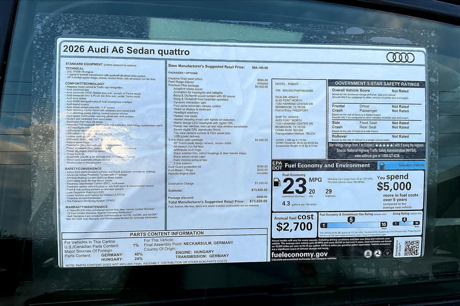 New 2026 Audi A6 Premium Plus AWD/4WD image 16