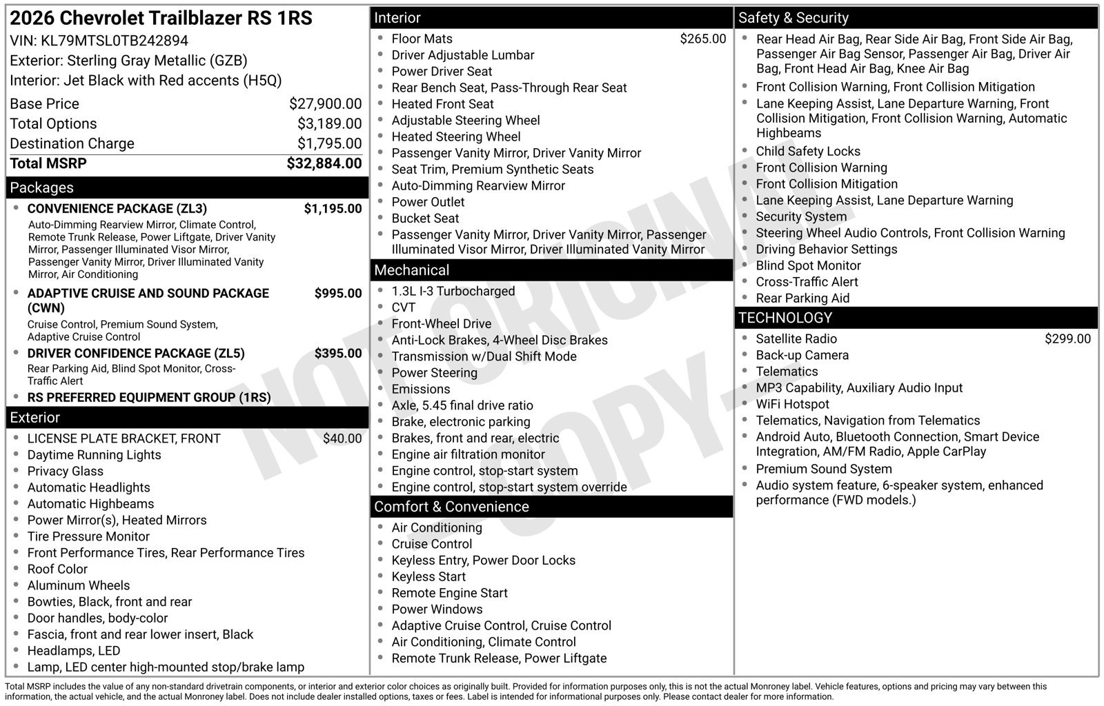 New 2026 Chevrolet TrailBlazer RS w/ Convenience Package FWD image 10