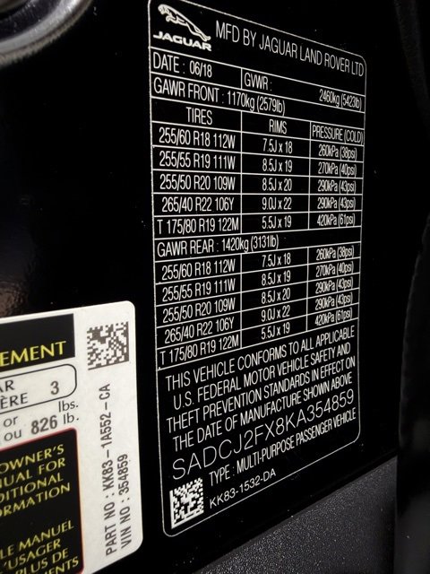 Used 2019 Jaguar F-PACE Premium image 32