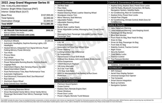Certified 2022 Jeep Grand Wagoneer Series III w/ HD Trailer Tow Package AWD/4WD image 25