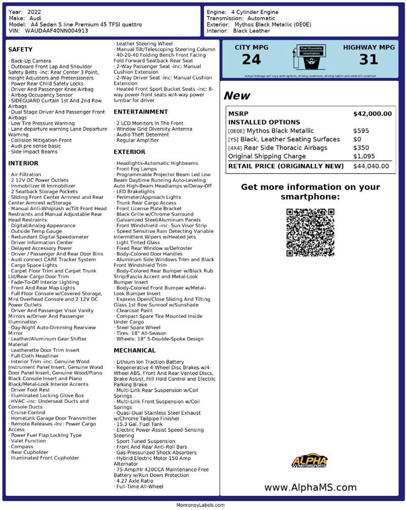 Used 2022 Audi A4 2.0T Premium w/ Convenience Package image 3