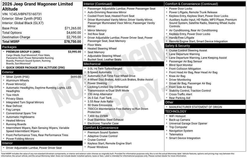 New 2026 Jeep Grand Wagoneer Limited w/ Premium Group II AWD/4WD image 6