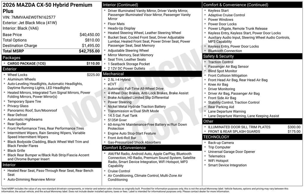 New 2026 MAZDA CX-50 2.5 Hybrid w/ Cargo Package AWD/4WD image 11