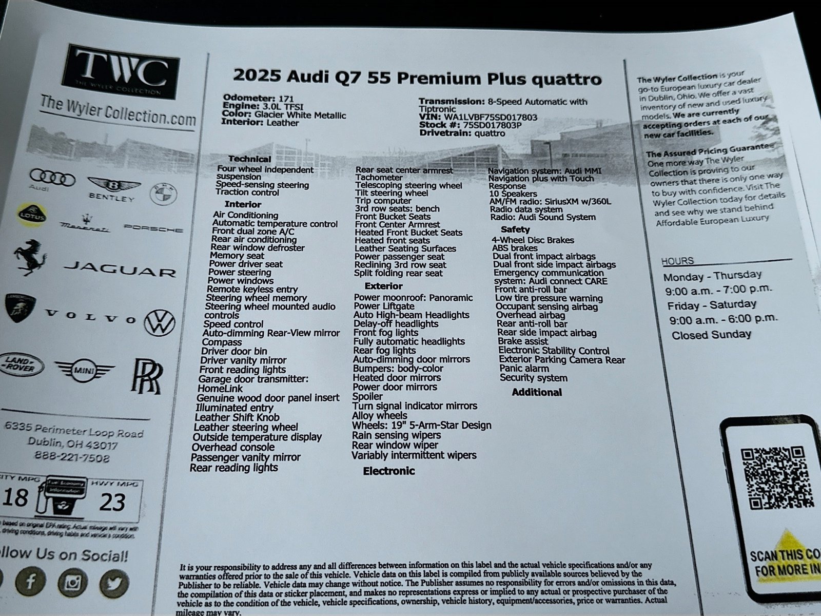 Certified 2025 Audi Q7 2.0T Premium AWD/4WD image 48