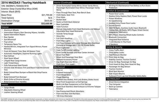 Used 2016 MAZDA MAZDA3 i Touring image 29