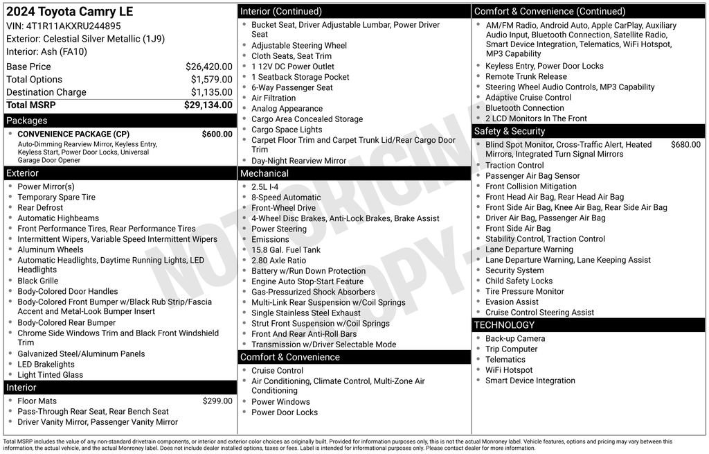 Used 2024 Toyota Camry LE w/ Convenience Package FWD image 39